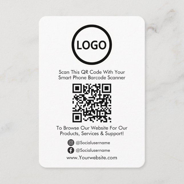 QR Code Business Website Scan Me Social Media Enclosure Card (Front)