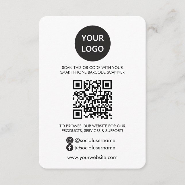 QR Code Business Website Scan Me Social Media Enclosure Card (Front)