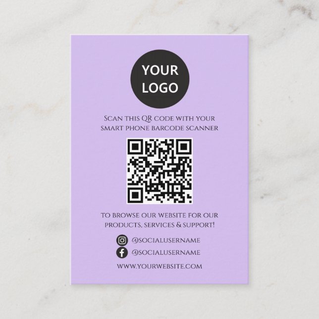 QR Code Business Website Scan Me Social Media Enclosure Card (Front)