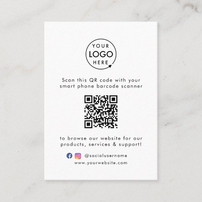 QR Code Business Website Scan Me Social Media Logo Business Card (Front)