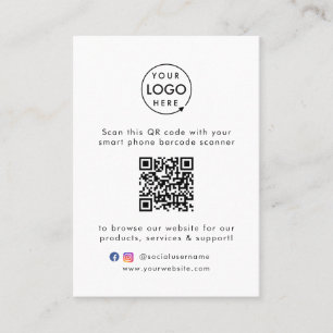 QR Code Business Website Scan Me Social Media Logo Card