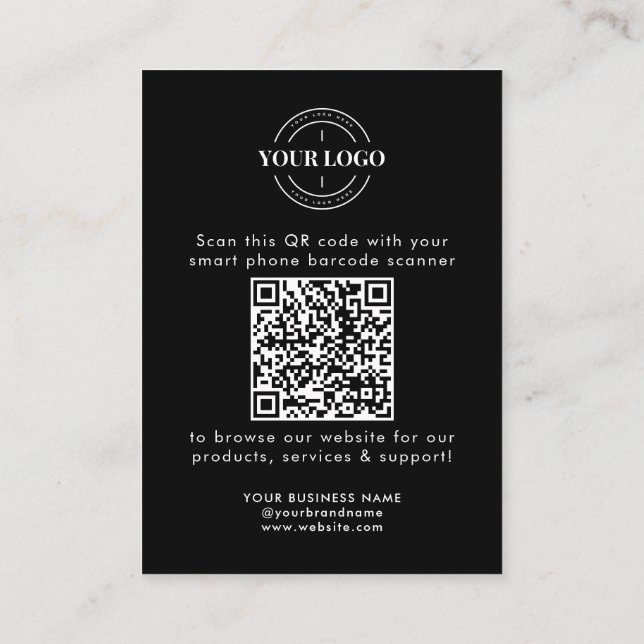 QR Code Business Website Scan Me Social Media Logo Card (Back)