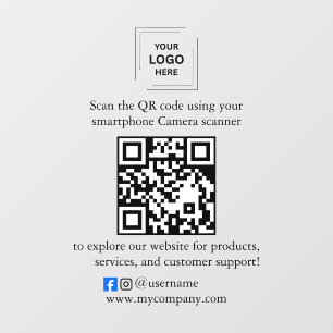 QR Code Business Window Cling Vinyl Decal Sign