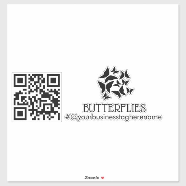 QR Code Butterflies Business Name Car Decal  (Sheet)