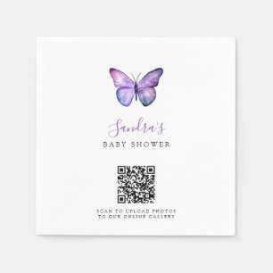 QR Code Butterfly Baby Shower Share Photos Napkin
