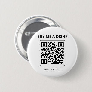 QR Code Buy Me A Drink Minimal Party Payment 6 Cm Round Badge