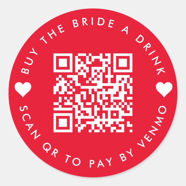 QR Code Buy The Bride A Drink - Bachelorette Party Classic Round Sticker (Front)