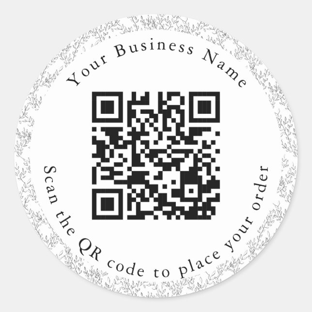 QR Code cafe table menu Classic Round Sticker (Front)