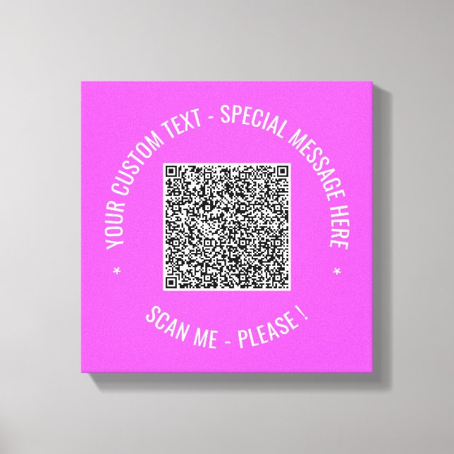 QR Code Canvas Print Scan Info and Custom Text (Front)