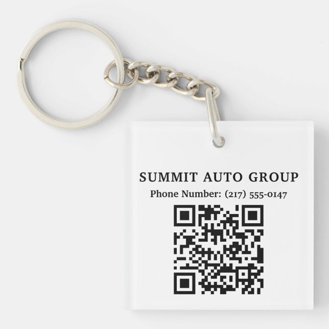 QR Code Car Dealer or Auto  Repair Promotional  Key Ring (Front)