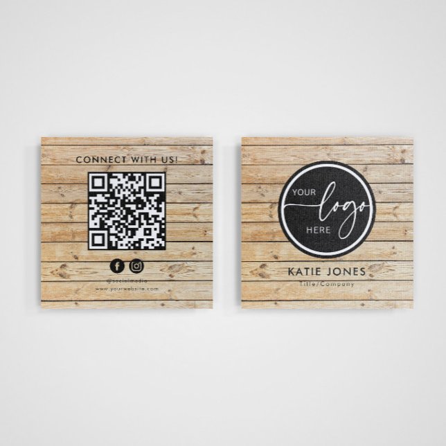 QR Code Carpenter Custom Logo Connect with Us Square Business Card (Creator Uploaded)