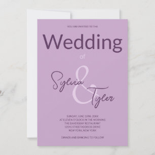 QR Code Casual Typography Purple Wedding Invitation
