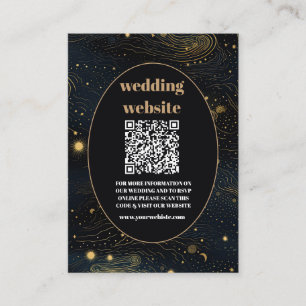 qr code Celestial Crescent Moon Gold Wedding Enclosure Card