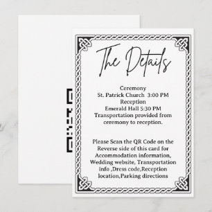 QR Code Celtic Frame Wedding Details Enclosure Card