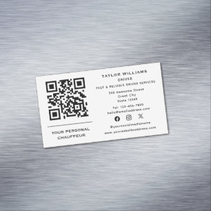 QR Code Chauffeur Service Taxi Driver Social Media Magnetic Business Card