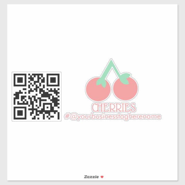 QR Code Cherries Business Name Car Decal  (Sheet)