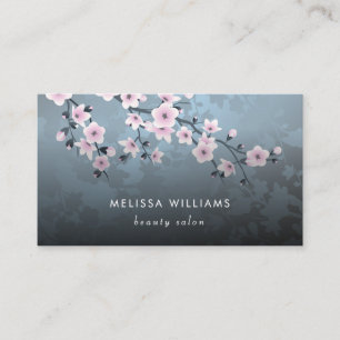 Qr Code   Cherry Blossom Dark Floral  Business Card