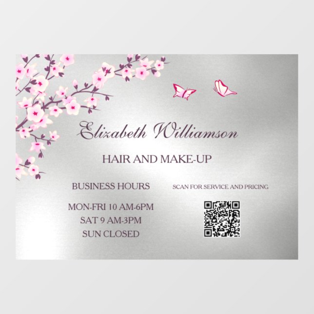 QR Code | Cherry Blossom Pink Silver Salon (Sheet)