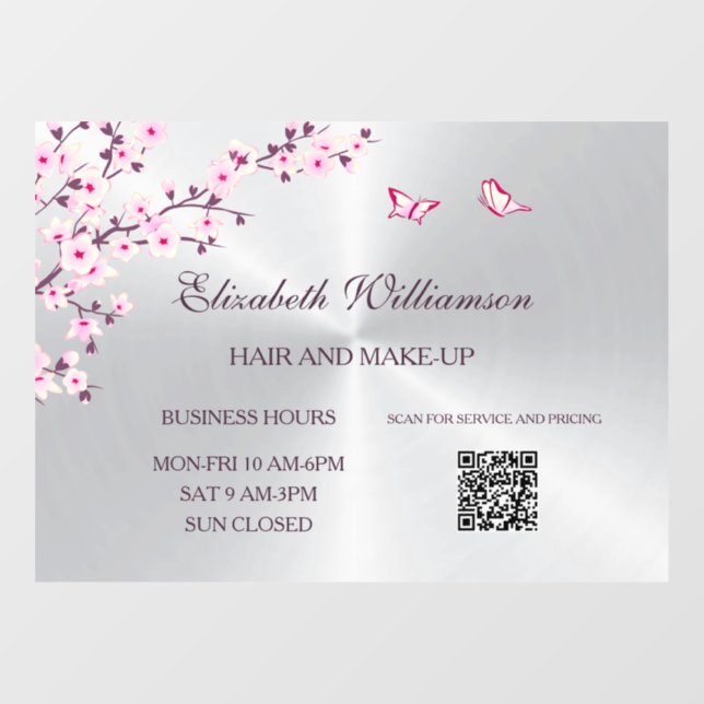QR Code | Cherry Blossom Pink Silver Salon (Sheet)