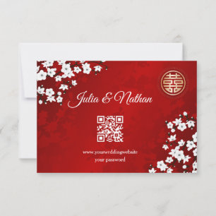 QR Code   Cherry Blossom Red RSVP Chinese Wedding