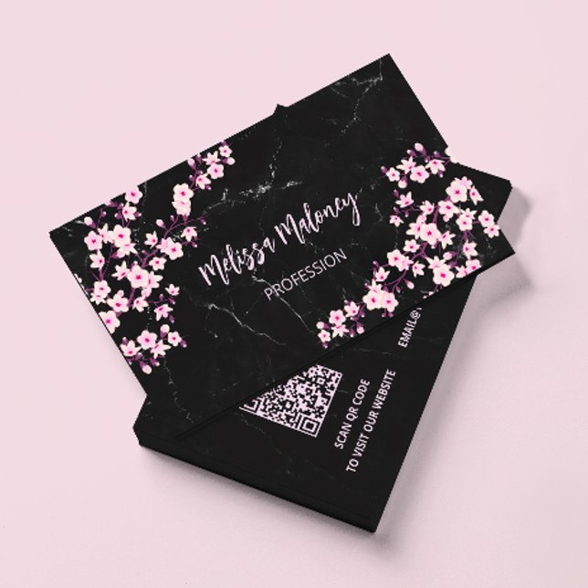 QR Code | Cherry Blossoms Business Card (Creator Uploaded)