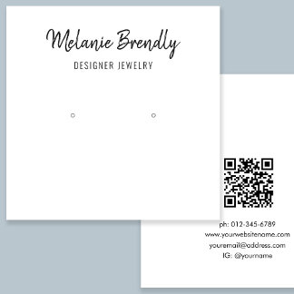 QR Code Chic Black White Jewellery Earring Display Square Business Card