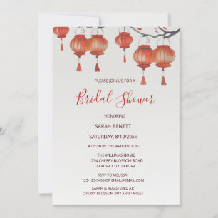 QR Code   Chinese Lanterns Bridal Shower Invitation