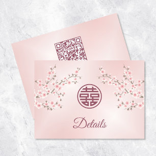 QR Code    Chinese Wedding Dusty Pink Details Enclosure Card