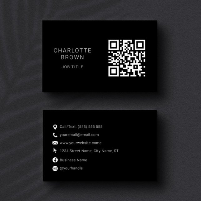 QR Code Classic Black Professional Custom Business Card (Creator Uploaded)
