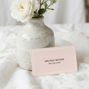 QR Code Classy Minimal Blush Pink Business Card