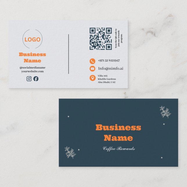 QR Code Coffee Shop Business Card (Front/Back)