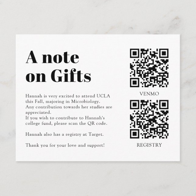 QR Code Collage Fund -cum-Thank You Grad Enclosure Card (Front)