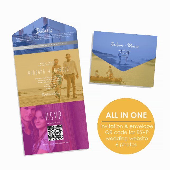 QR Code Colorful Photo Wedding All In One Invitation (Creator Uploaded)