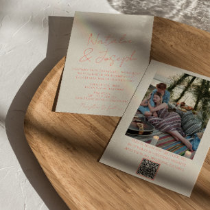 QR Code Colourful Pastel Whimsical Photo Wedding  Invitation