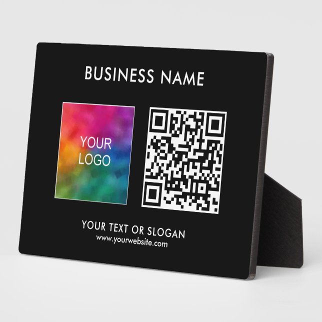 QR Code Company Business Logo Custom Horizontal Plaque (Side)