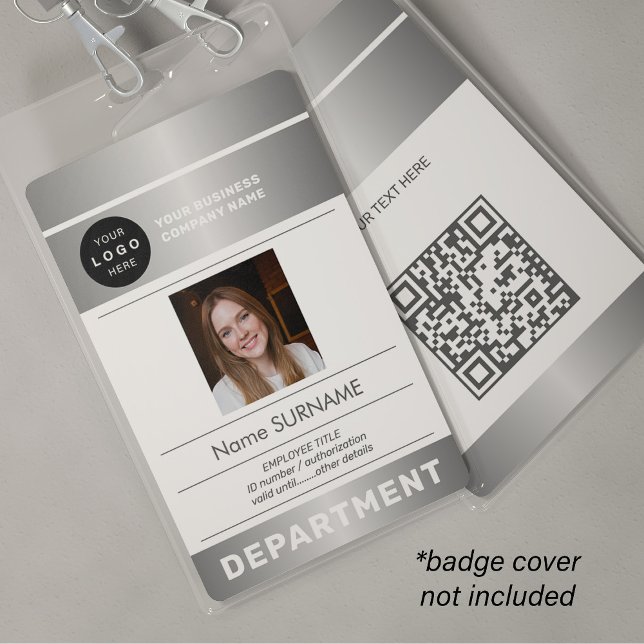 QR code company logo employee photo silver ID ID Badge (Creator Uploaded)