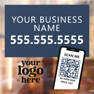 QR Code Company Logo Modern Minimalist Navy Blue