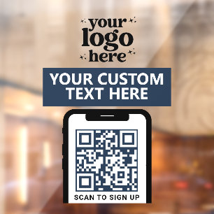 QR Code Company Logo Modern Minimalist Navy Blue