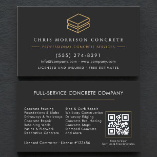 QR Code Concrete & Cement Services Company Business Card