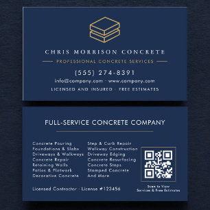 QR Code Concrete & Cement Solutions Company Business Card