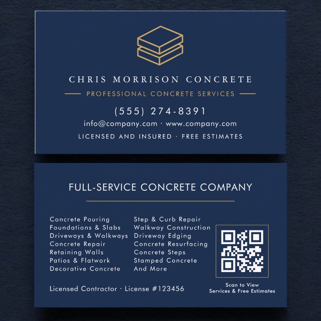 QR Code Concrete & Cement Solutions Company Business Card (Creator Uploaded)