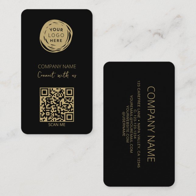 QR Code Connect With Us Social Media Business Card (Front/Back)