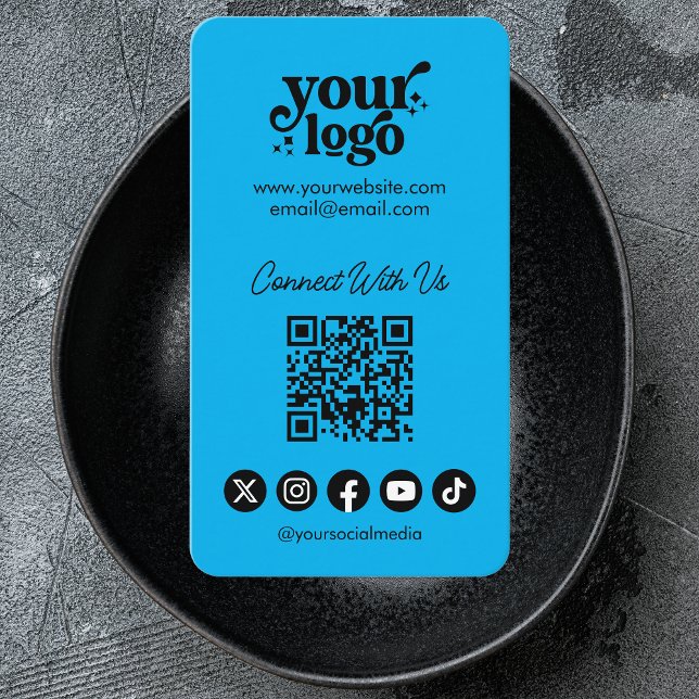 QR Code Connect With Us Social Media Cool Vertical Business Card (Creator Uploaded)