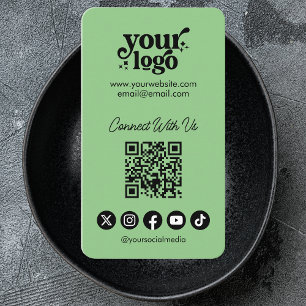 QR Code Connect With Us Social Media Cool Vertical Business Card