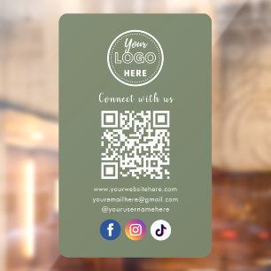 QR Code Connect With Us Social Media Sage Green