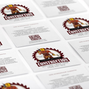 QR Code Construction Carpenter Modern Professional Square Business Card