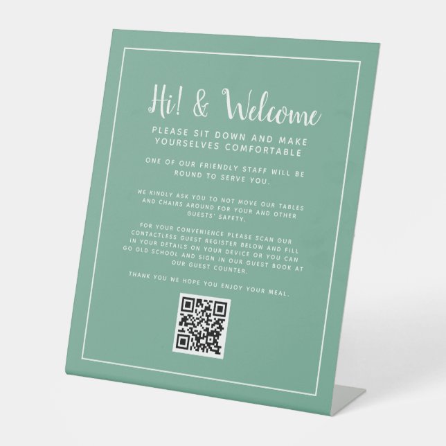 QR code contactless register Pedestal Sign (Front)