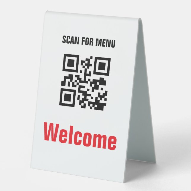 QR Code Contactless Scannable Menu Black White (Front)