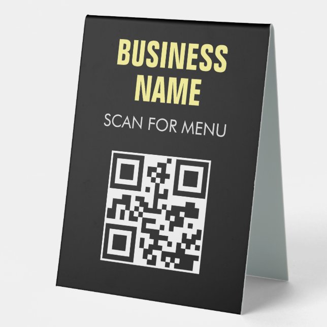 QR Code Contactless Scannable Menu Black White (Front)