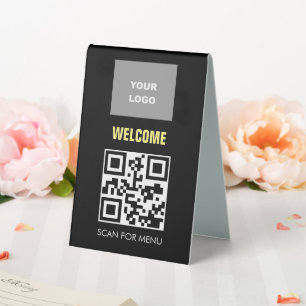 QR Code Contactless Scannable Menu Logo Black